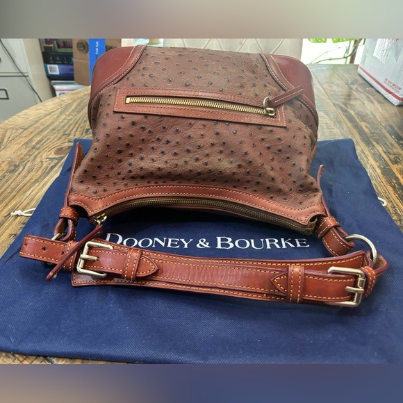 Dooney & Bourke Cognac Ostrich Hobo - Picture 6 of 11